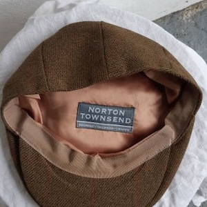 Vintage Tweed wool mens Cap Tam Flat cap By Norton Townsend Bespoke Tailoring London size 7 1/8