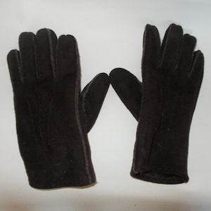 Vintage mens gloves super soft genuine lambs leather driving gloves in chocolate brown