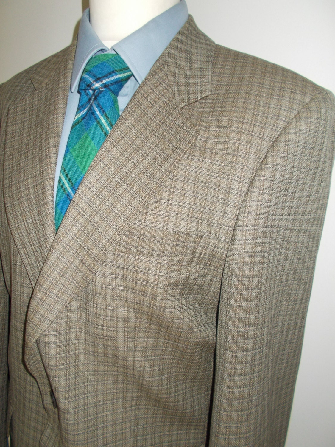 Vintage Mens Jacket Blazer by Douglas Taupe Checked Pure New