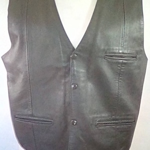 Vintage mens black leather waistcoat vest by The Hudson Leather Co made from black leather XL size extra large