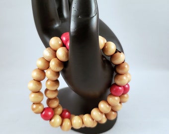 Light Wooden beaded bracelet,  africa, men's jewelry, hand candy