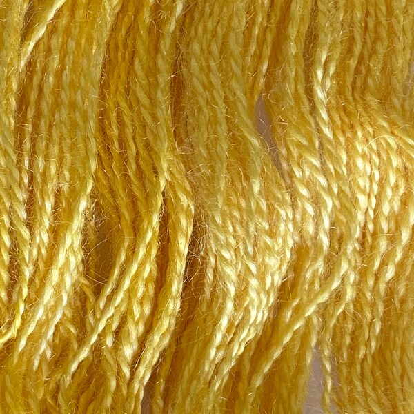 Hand-spun Wensleydale Aran Wool (Worsted) weight 100g (3.52 oz) skein Bayeux shades in yellow