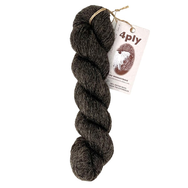 Pure Wensleydale naturally coloured yarn - shades of grey and brown 4 Ply (sport weight) 50g (1.76 oz)