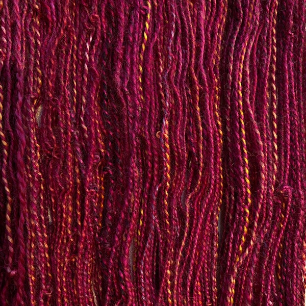 Hand-spun Wensleydale Aran Wool (Worsted) weight 100g (3.52 oz) skein Bayeux shades in red