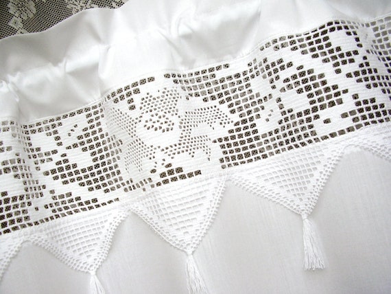 Nordicstyle Curtain Curtain Vintage White Flower Shabby Chic Etsy