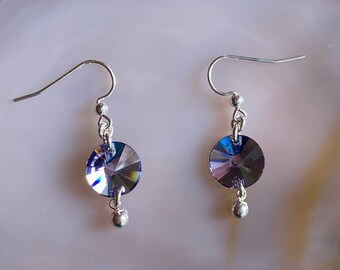 Purple Crystal Dangle Earrings - E2679 - Free Shipping