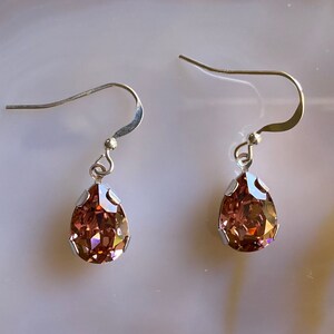 Blush Rose Pear Drop Earrings - E2532 - Free Shipping