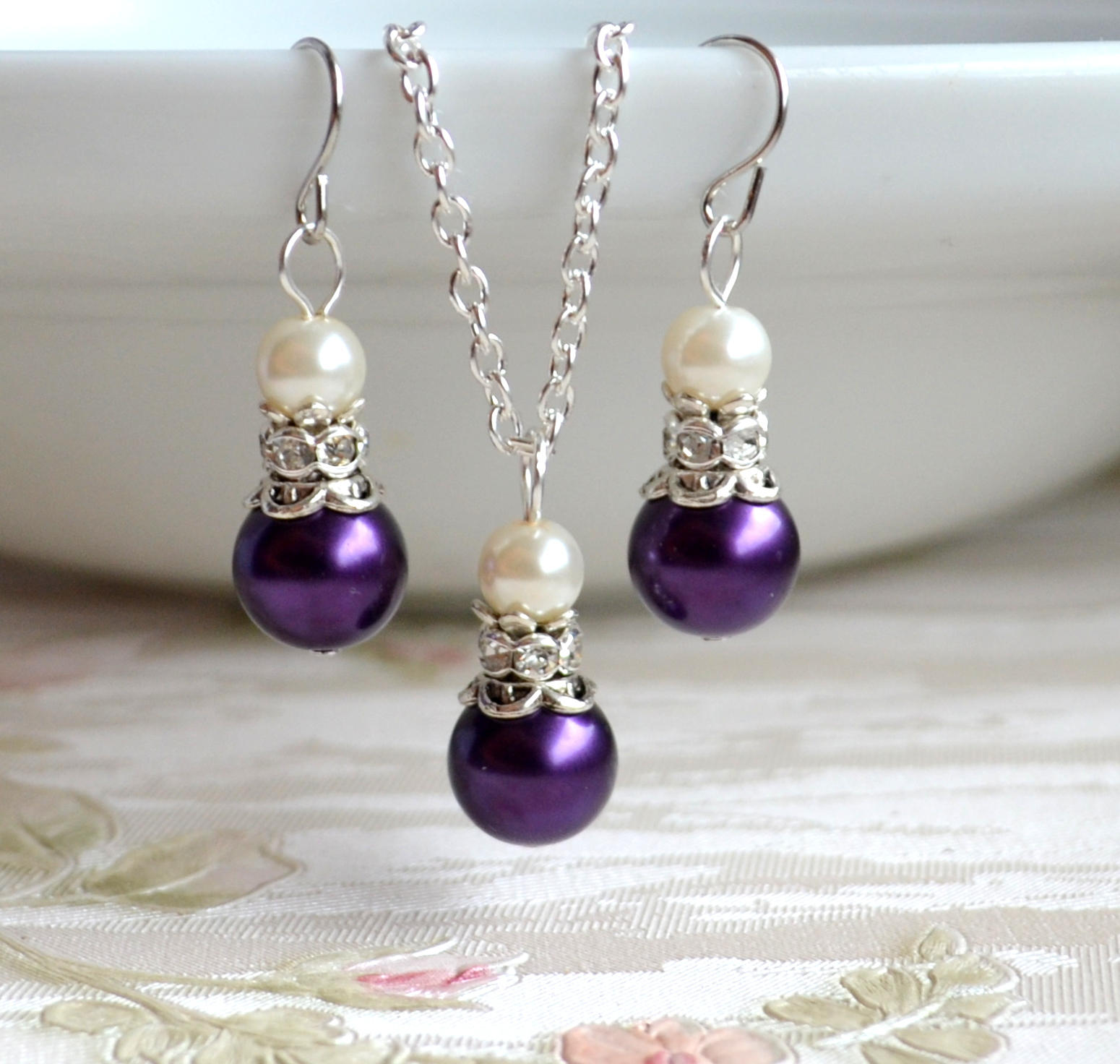 Dark purple jewelry set Dark purple bridesmaid jewelry