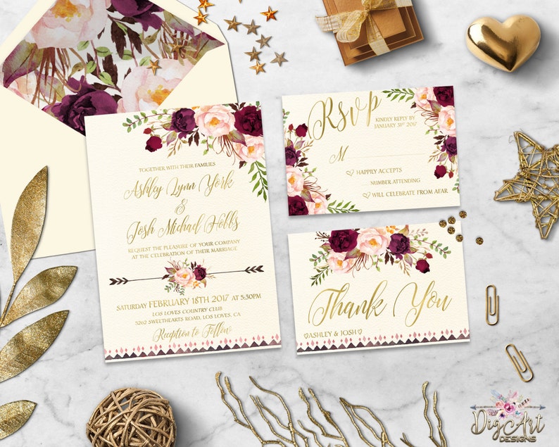 Burgundy Wedding day Invitation Printable Marsala Floral Marriage Invite Bogus Gold Foil Peony Bohemian Wedding ceremony Invitation Suite Electronic / Revealed graphic relating to Etsy Wedding Invitations Printable titled Burgundy Marriage ceremony Invitation Printable Marsala Floral Wedding day Invite Bogus Gold Foil Peony Bohemian Marriage Invitation Suite Electronic / Published