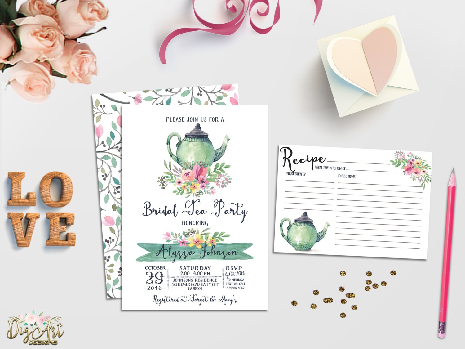Bridal Tea Party Invitation Printable Bridal Shower Invitation Etsy