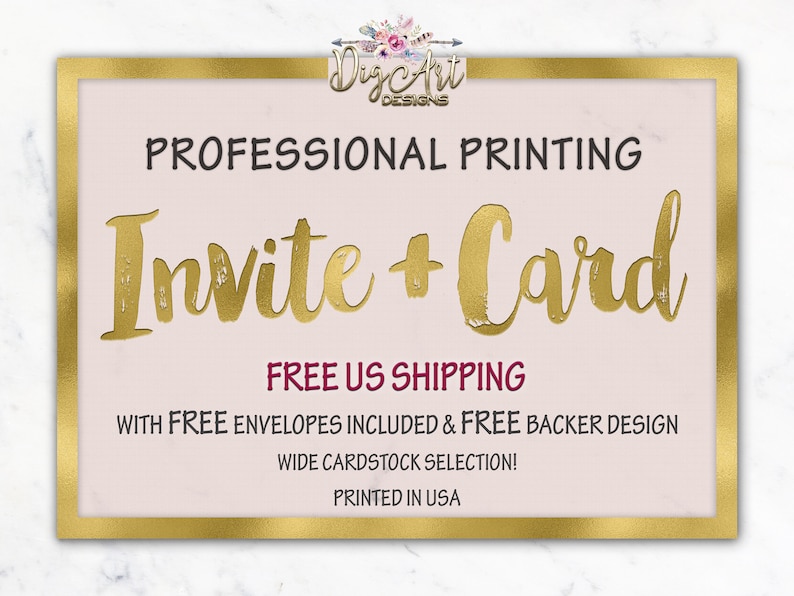 5x3.5 card Double-Sided 5x7 Invite Printing Service Professionally Printed Invitation FREE Shipping /& Envelopes One insert card