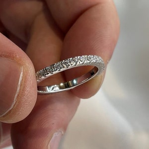 Silver Wedding Band Micro Set Eternity Created Diamond Solid Sterling 925 Silver Wedding Ring - Sterling Silver Ladies Wedding Band Ring
