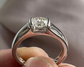 925 Sterling zilveren Moissanite diamanten ring - herenring Moissanite diamant 1 karaat verlovingsring - geschenkverpakking