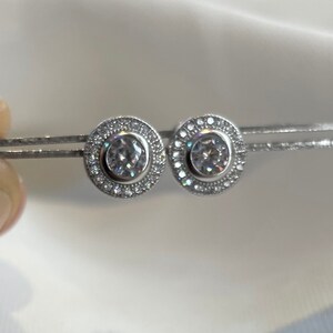 Sterling Silver Stud Earrings - Silver Round CZ Stud Earrings 2.10 Grams - Gift Boxed