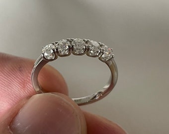 Five Stone Moissanite 925 Sterling Silver Wedding Band