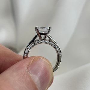 Princess Cut 1.5 Carat Created Diamond 925 Sterling Silver Wedding Ring