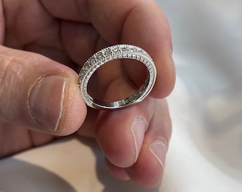 Anello dell'eternità in argento sterling con diamante creato in stile Art Déco - Confezione regalo