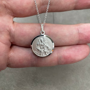 Sterling Silver Saint Christopher Double Sided Round Pendant 3.20 Grams - Gift Boxed
