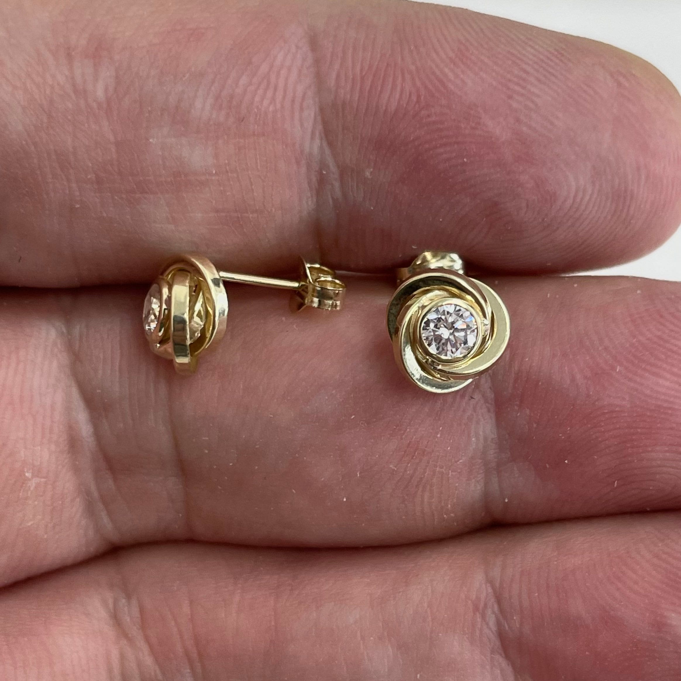 Genuine 9CT Yellow Gold Earrings CZ Orbital Stud EARRINGS 