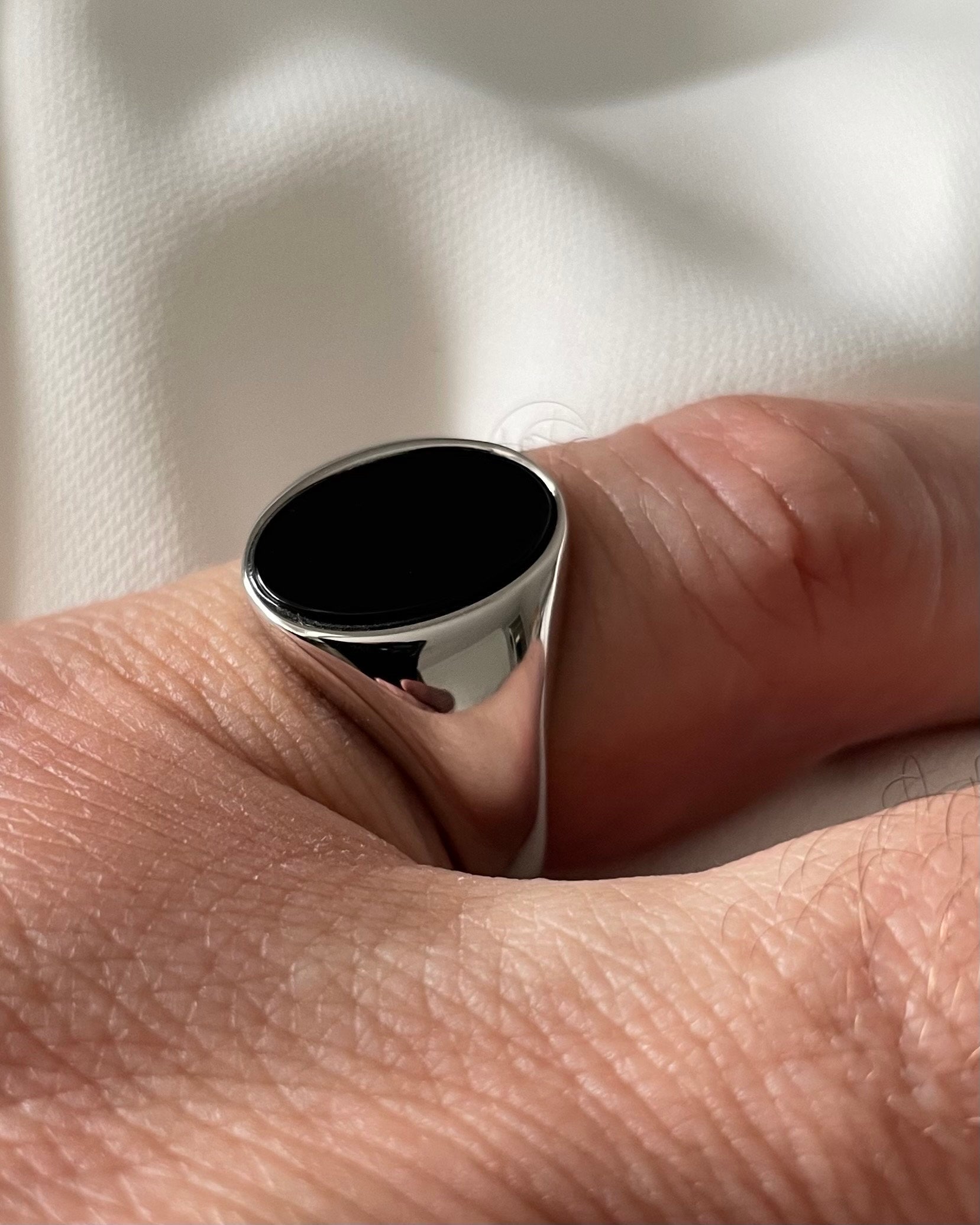 OX JEWELRY Oval Ring シルバー×オニキス 17号 OX JEWELRY Silver Big Onyx Ring | MB -there is
