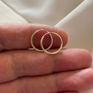 9CT Yellow Gold Hinged Sleeper Earrings - 14mm Solid Gold Hoops
