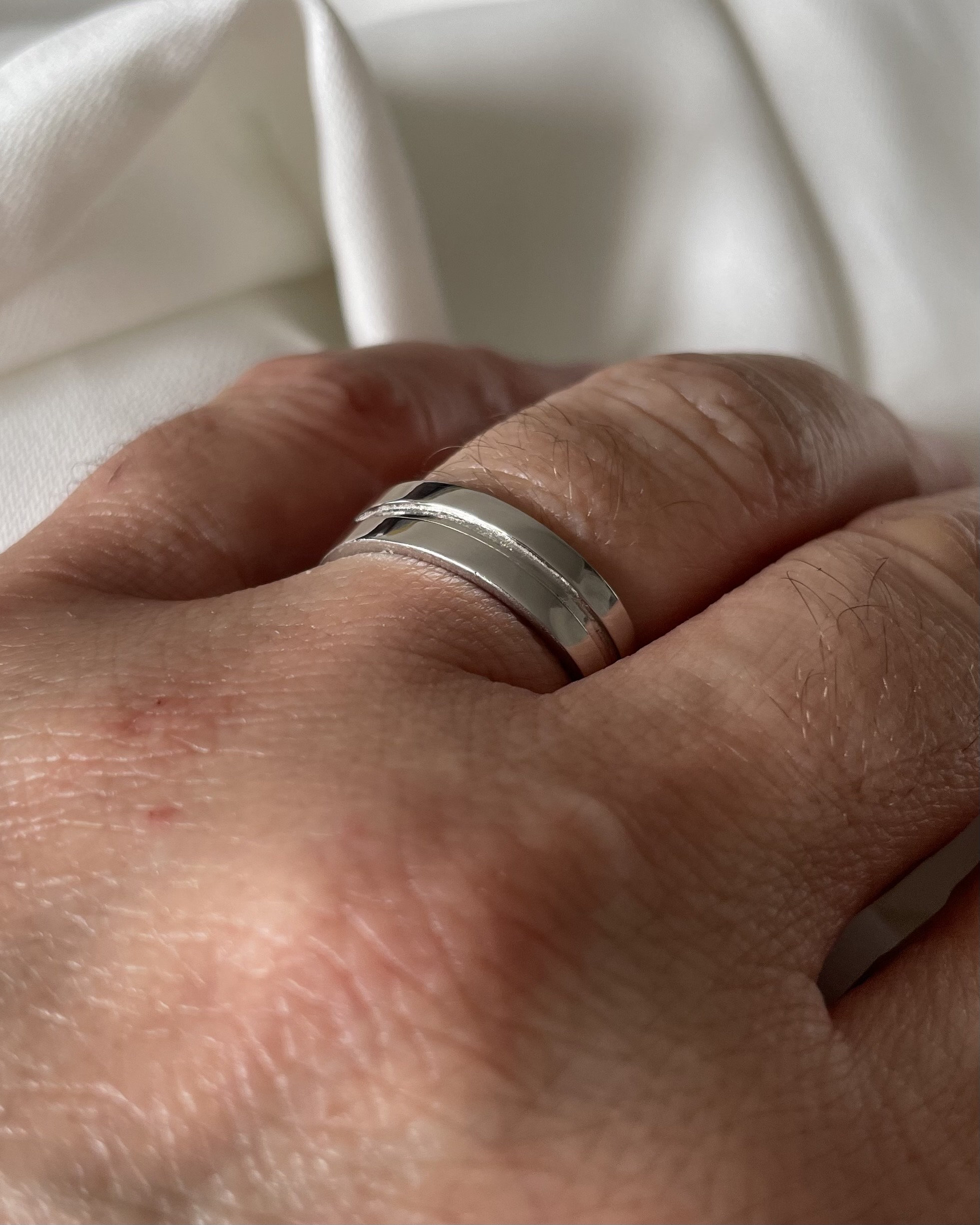 Mens Wide Plain Wedding Band - Solid 925 Sterling Silver, 4mm, Handmade Statement Ring (All Sizes)