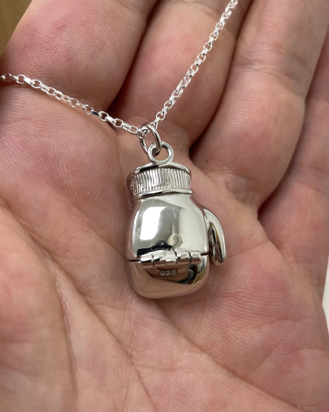 Pendentif Gant De Boxe En Moissanite Véritable 2 Carats - Breloque Plaqué Or Blanc Argent 925