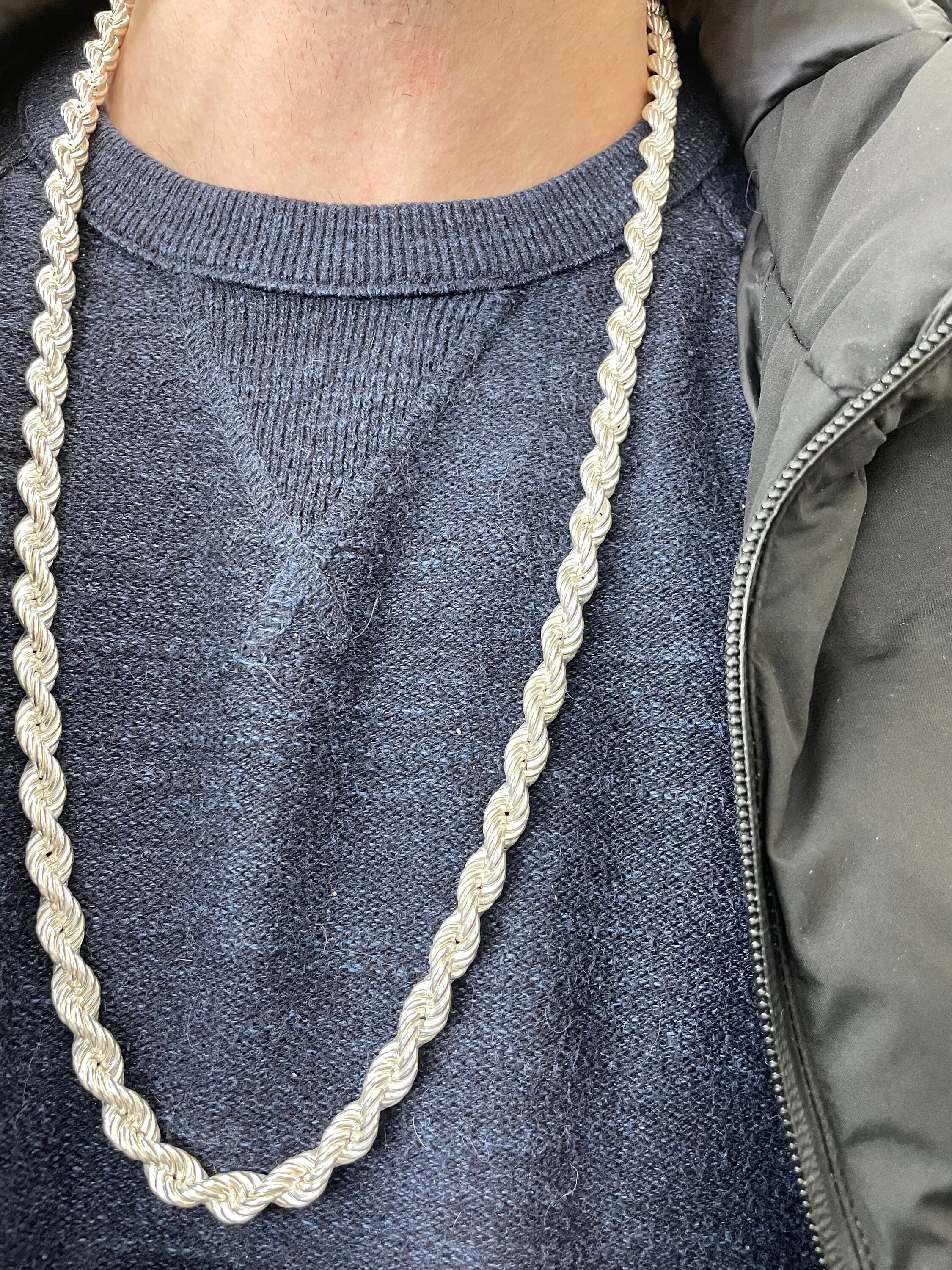 Silver rope 2024 chain 8mm