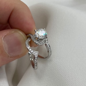 1.25 Carat Round Cut Created Diamond Bridal Engagement 2 Pcs Sterling 925 Silver Ring Set - Gift Boxed