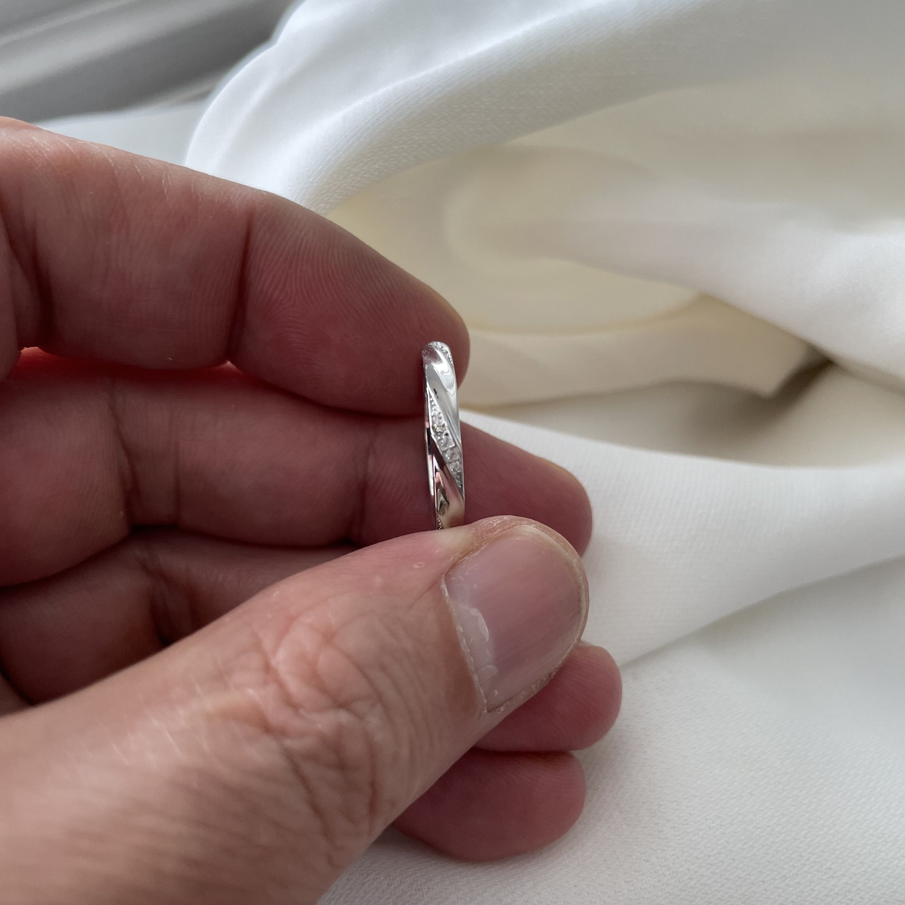 Silver Wedding Band Round Cut Created Diamond Twist Band Solid 
