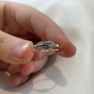 Sterling Silber Federring 925er Silber Federring Boho-Stil Ring zierlicher Ring oxidierter Federring