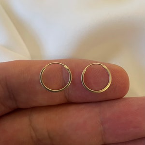 9CT Yellow Gold Sleeper Earrings - 10mm Solid Gold Hoops