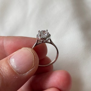 Solid 925 Sterling Silver Created Diamond Wedding Ring Promise ring Halo - Gift Boxed Read full description of this stone on the listing