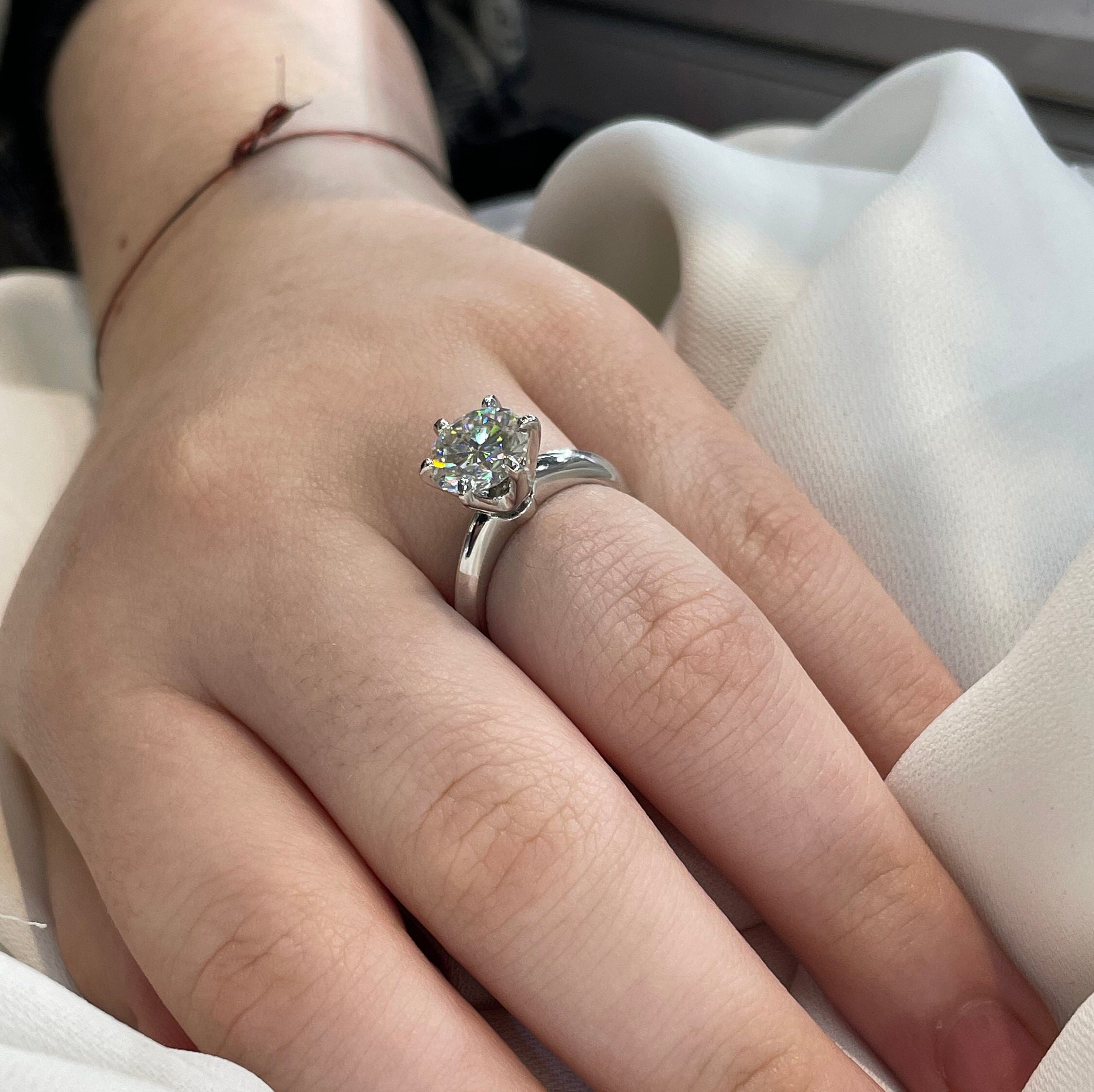 Beydodo Anillo De Compromiso Para Mujer, De Plata De Ley, Anillo De Compromiso Para Mujer, Tamaño 5-9, Anillo Solitario Con Moissanita Princesa/circonita, Metal, Moissanita Creada