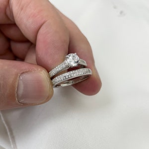 925 Sterling Silber Braut Cz Set Ring & Band Ehering Versprechen Ring - Geschenk boxed
