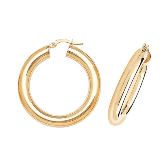 Genuine 9 Carat Gold 25mm Plain Hoop Earring Genuine 9 Carat Gold 25mm Plain Hoop Earring