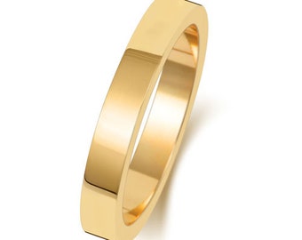 Genuine 18CT Yellow Gold Wedding Ring 18k Flat Flat 3 mm - Lightweight Premium Wedding Band Ring – Gift Boxed