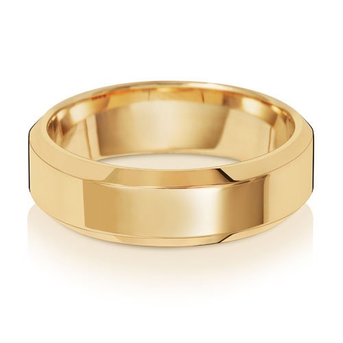 Genuine 9CT Yellow Gold Wedding Ring Bevelled Soft Court - Etsy UK