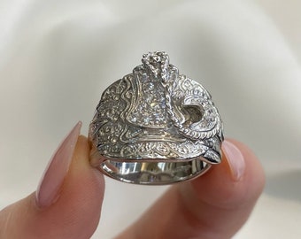 925 Sterling Silber Ring - Herren Sattel CZ Ring R-Z Größen - Geschenkbox