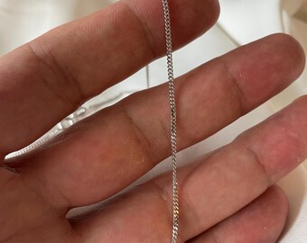 Catena a maglie in argento sterling placcata in rodio, catena a maglie