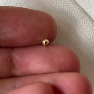 Genuine 9 carat Yellow Gold Ball Back of stud, Post stud back ball, Ball back of 1mm thick stud post - Cartilage back ball