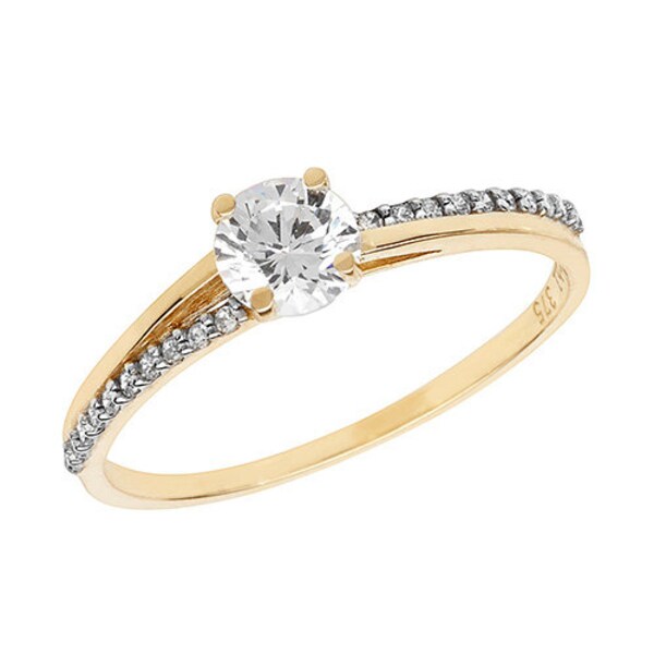 Genuine 9CT Yellow Gold Ladies Ring - Stunning 375 Hallmarked Gold Ladies Set CZ Ring J-S Sizes - Gift Boxed