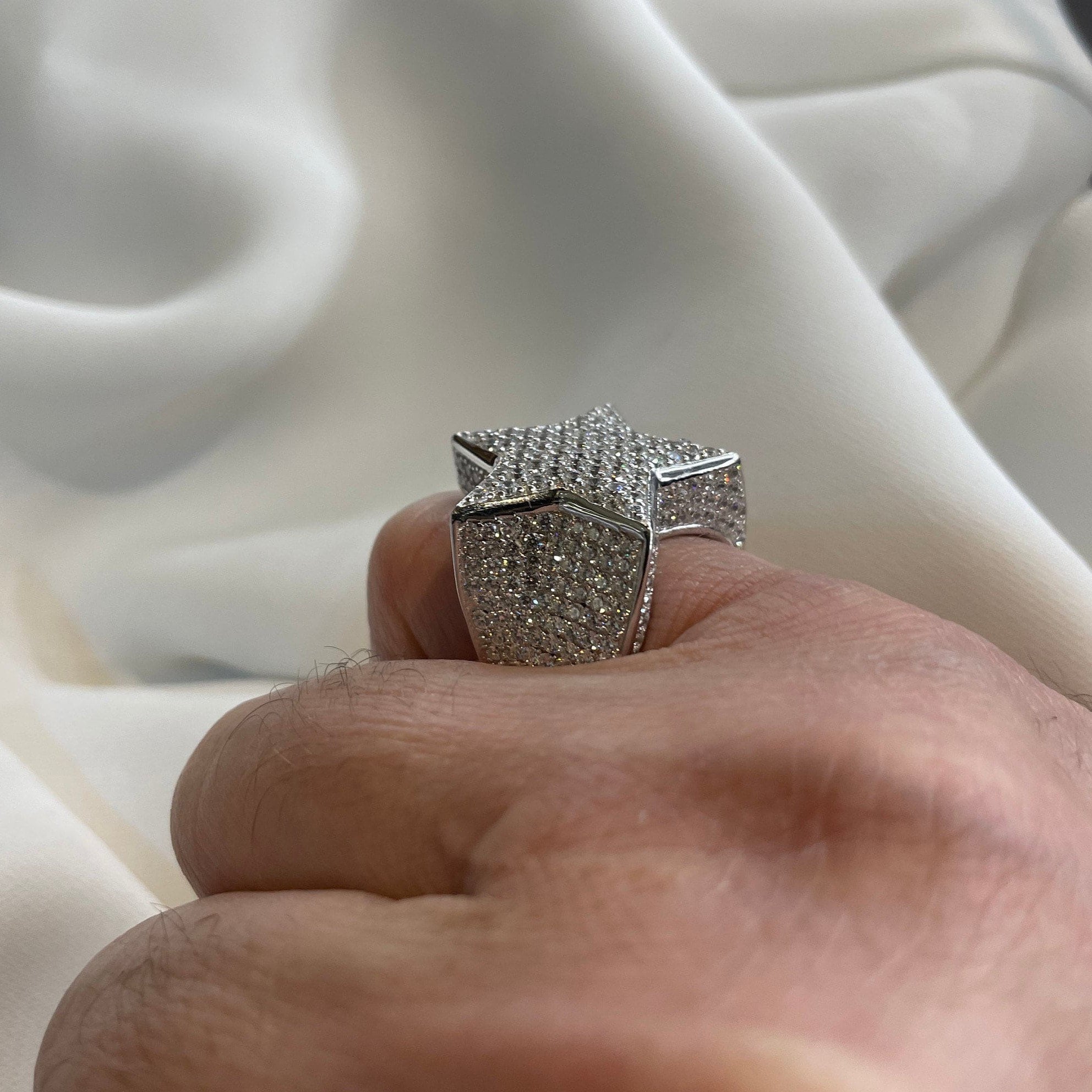 Stunning Sterling Silver 925 Men's Ring Star Design Star