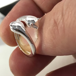 Sterling silver snake ring, snake face double snake Adjustable ring  snake cobra snake