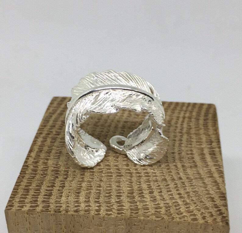 Delicate Ring One of a Kind 925 Sterling Silver Ring Feather Jewelry Feather Ring Silver Open Ring Unique Jewelry Adjustable Ring