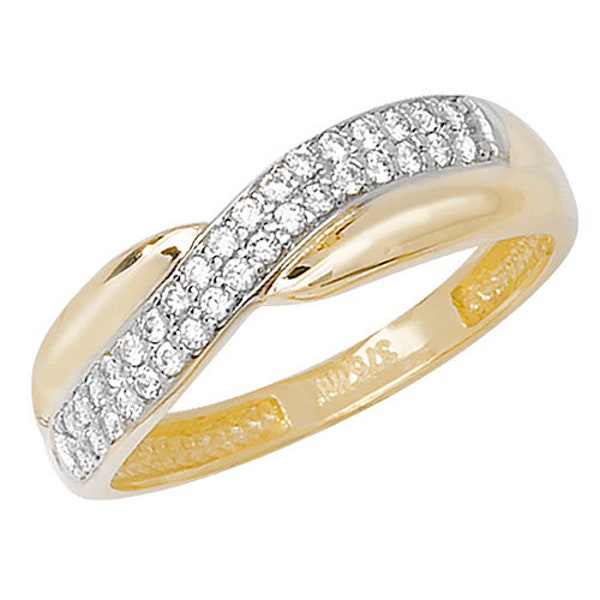 Genuine 9CT Yellow Gold Ladies Ring - Stunning 375 Hallmarked Band Gold Ladies CZ Set Band Ring J-S Sizes - Gift Boxed