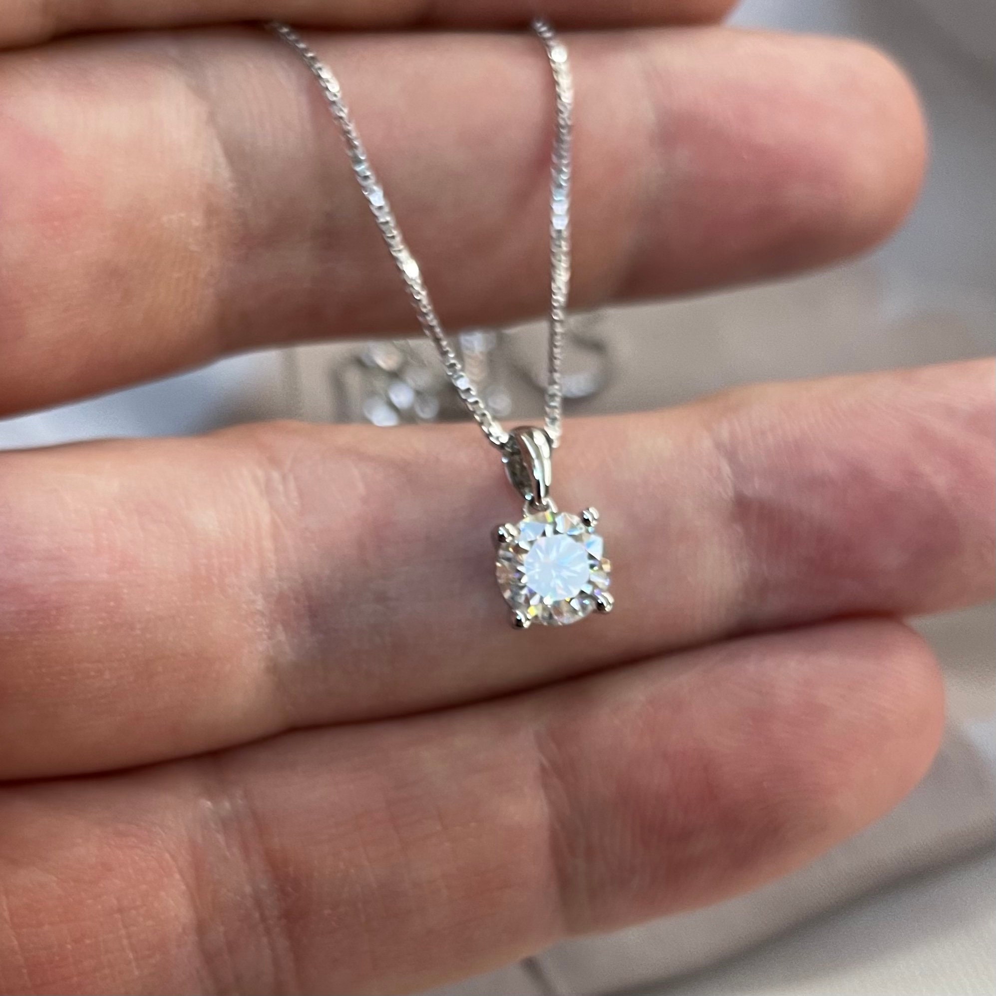1 CT. Certified Princess-Cut Lab-Created Diamond Solitaire Pendant in 14K  White Gold (F/SI2) | Zales Outlet