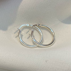 Sterling Silver Hoop Earrings  - Silver 15 mm Plain Hoop Earrings 1.30 Grams -**Attention:** Earrings are sold in pairs or as single pieces.