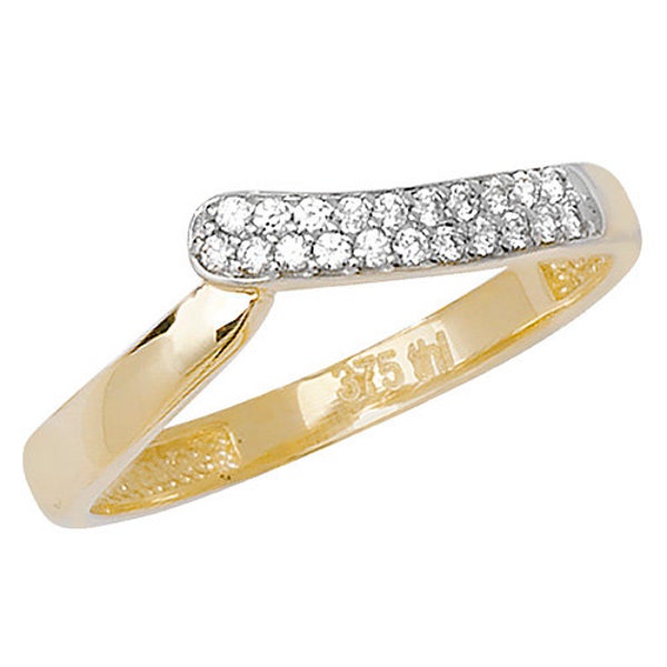 Genuine 9CT Yellow Gold Ladies Ring - Stunning 375 Hallmarked Gold Ladies CZ Set Band Ring J-S Sizes - Gift Boxed