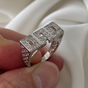 Sterling Silber Herren Dad Ring mit CZ - Geschenk Boxed